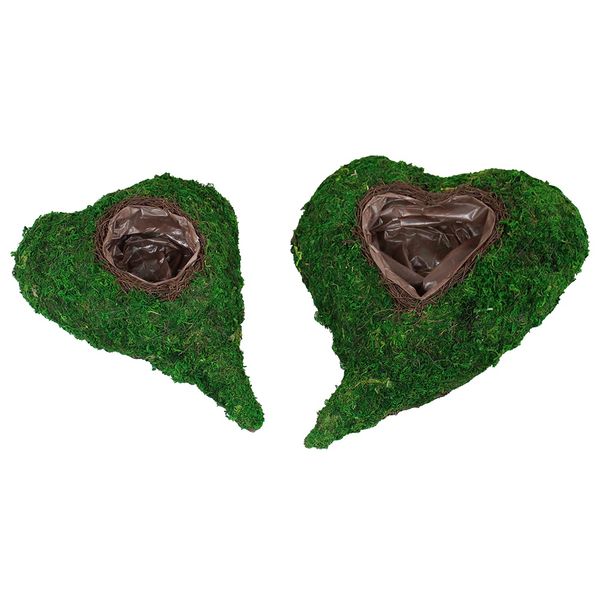 Mosshjärta Med Plantering (12) - Green 30x7cm