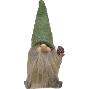 Hovedbilde Skognisse med kongle poly/tekstil D9 H10 cm green