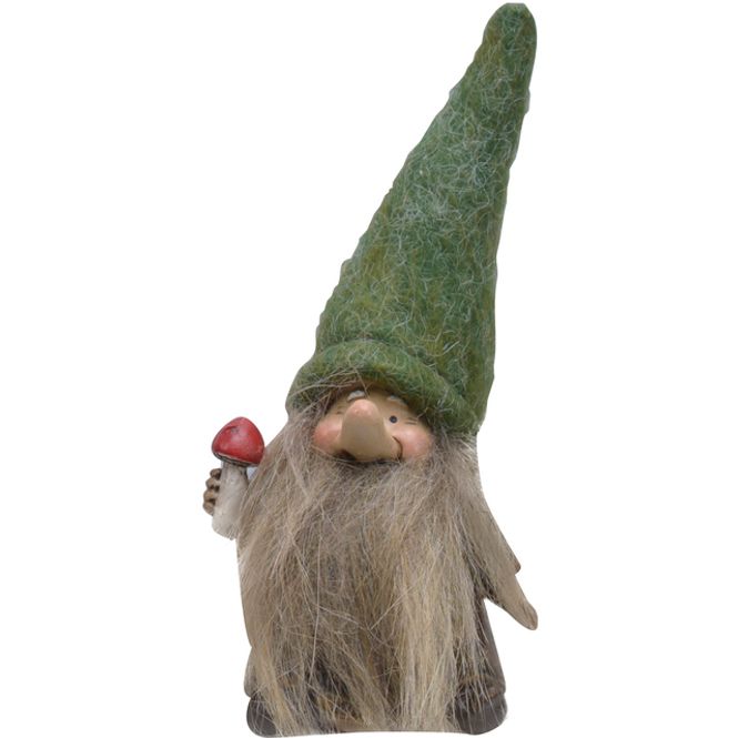 Hovedbilde Skognisse med sopp poly/tekstil D6 H8 cm green